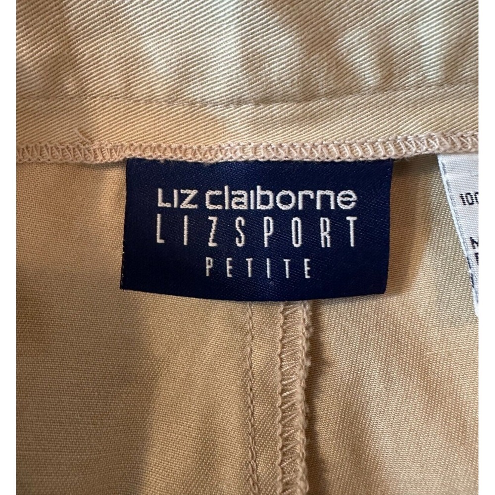 Liz Claiborne Liz Sport Womens Casual Chino Pants Size Petite 14P Beige Cotton - Picture 3 of 12